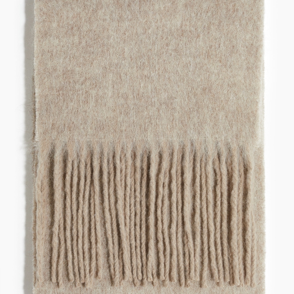 H&M Tan Fringed Scarf 71in X 10in